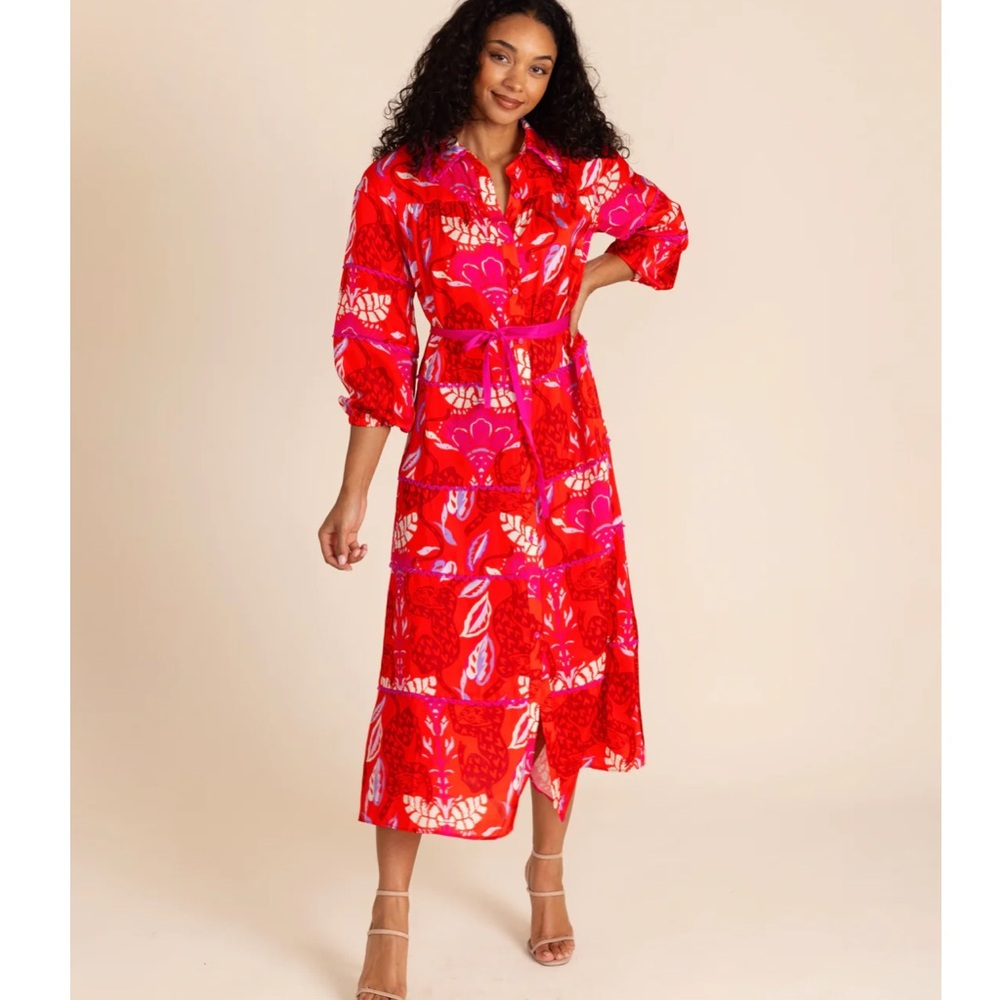 Alden Adair Red and Pink Floral Dress